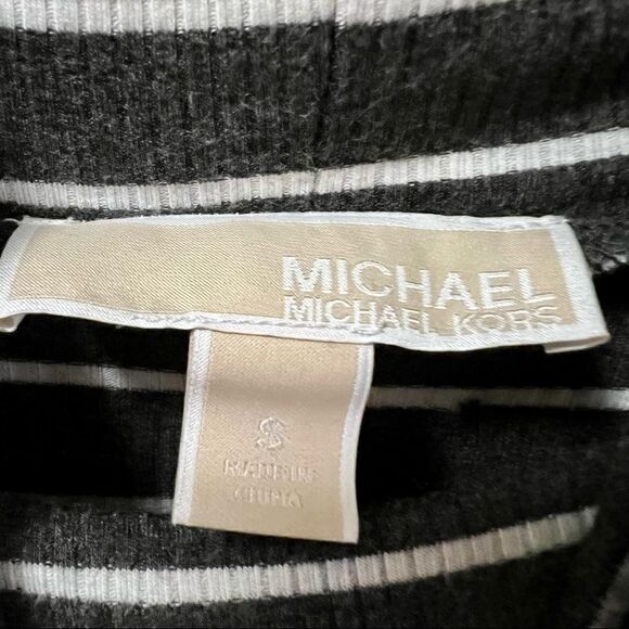 Michael by Michael Kors grey white striped long sleeve oversize turtleneck top S - Picture 5 of 7
